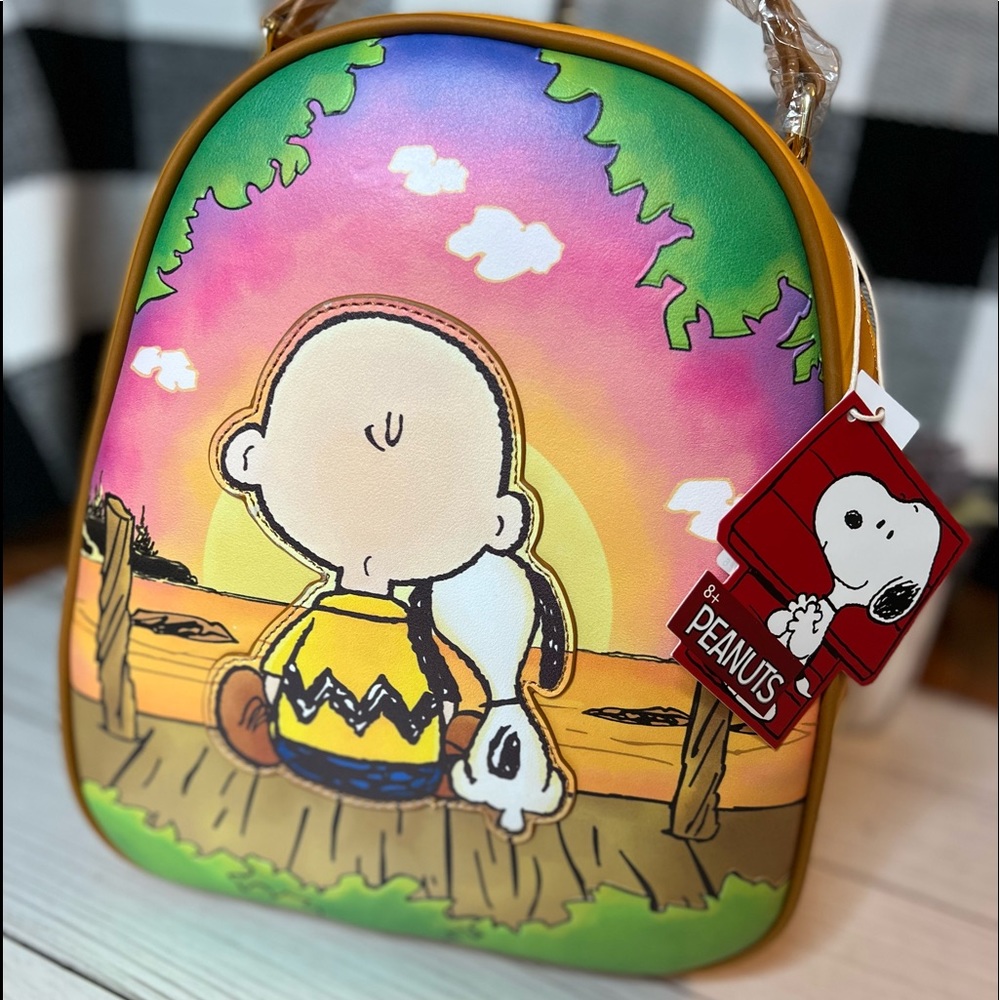 HOST PICK- LOUNGEFLY PEANUTS Snoopy and Charlie Brown Sunset MINI BACKPACK NWT